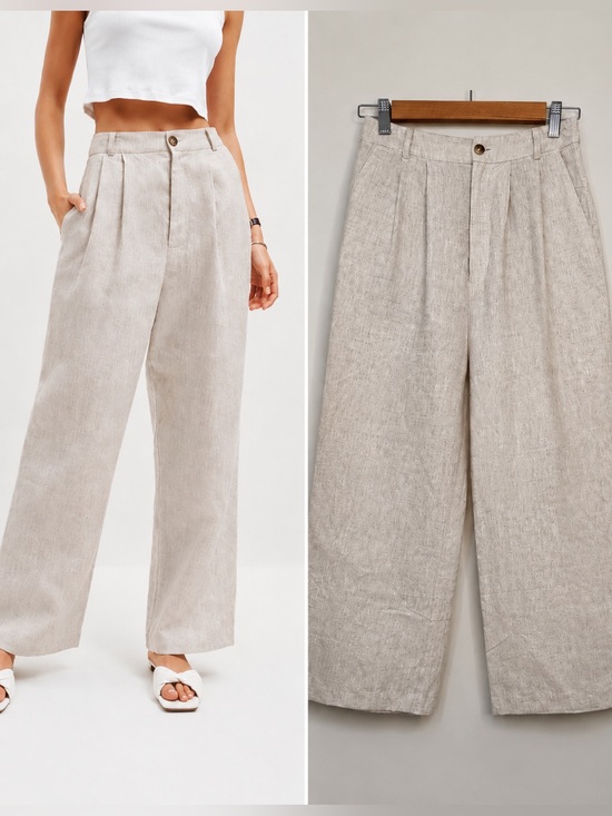 Reformation Pants - REFORMATION Mason Linen Trousers in Oatmeal 2